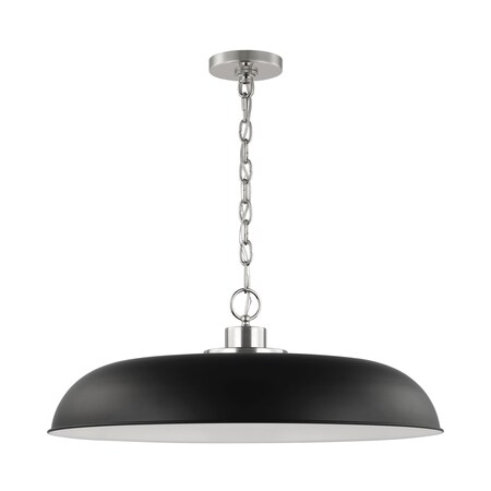 Nuvo Colony 1-Light Large Pendant Matte Black with Polished Nickel 60/7488
